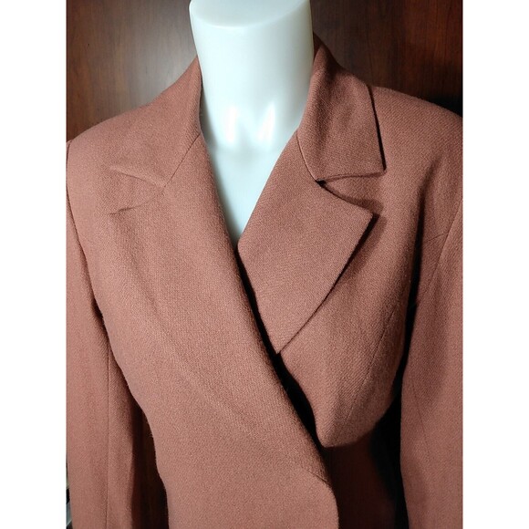 lew magram Women Rose Taupe Wool Long Sleeve Double Breast Blazer Jacket‎ Size 4 - Picture 2 of 6